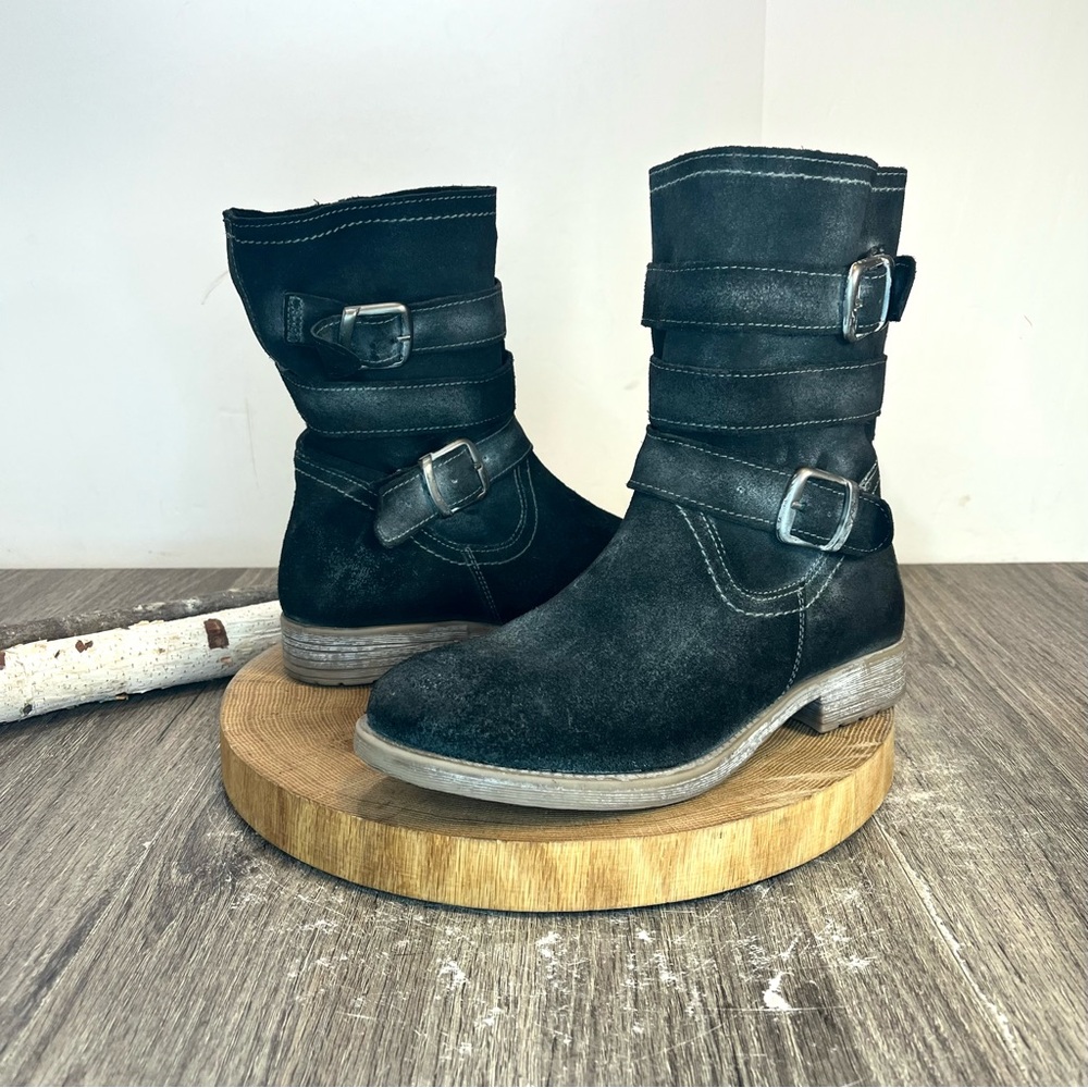 *🎉HP🎉 Roan by BED|STU | Lola Distressed Suede Moto Boots in Black 8.5 - Picture 9 of 16